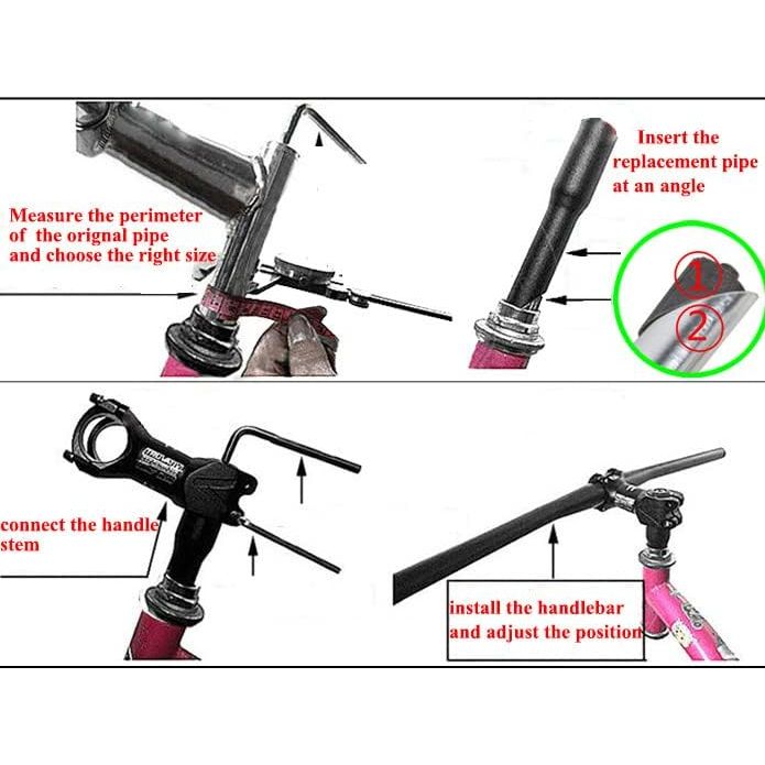 ACTION Quill Stem Adapter, Adjustable Bicycle Front Fork Extension Tube 22.2 mm to 28.6mm for 1-1/8" Threadless Size Converter