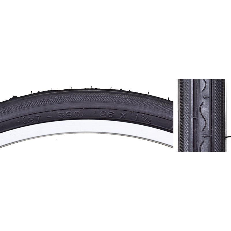 TIRE SUNLT 26x1-3/8 BK/BK RD K40 WIRE