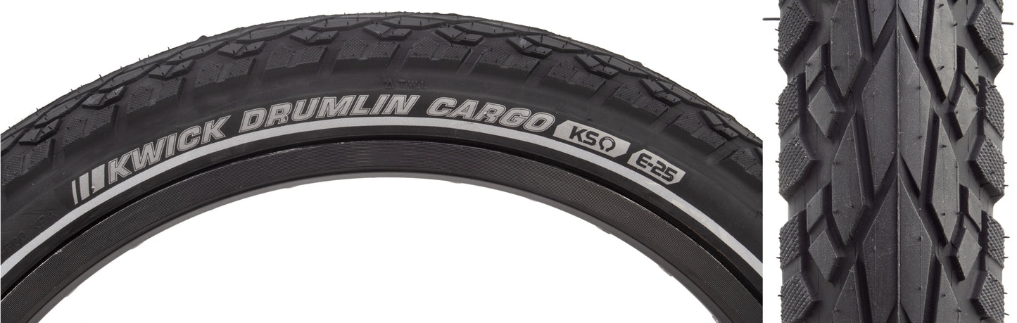 TIRE KENDA KWICK DRUMLIN CARGO 20x2.2 BK/BK/REF KS/4-PLY/60 WIRE 75psi E25