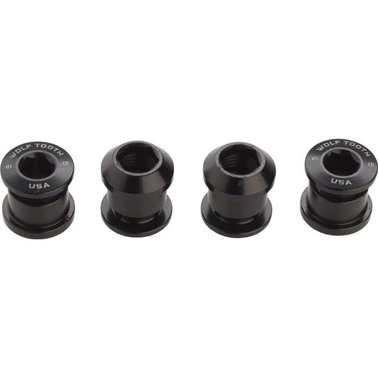 Wolf Tooth 1x Chainring Bolt Set - 6mm, Dual Hex Fittings, Set/4, Black
