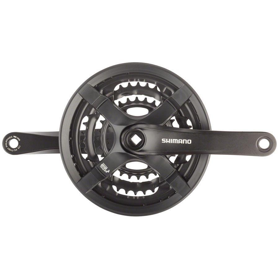 Shimano Tourney FC-TY501 Crankset - 175mm, 6/7/8-Speed, 48/38/28t, Riveted, Square Taper JIS Spindle Interface, Black