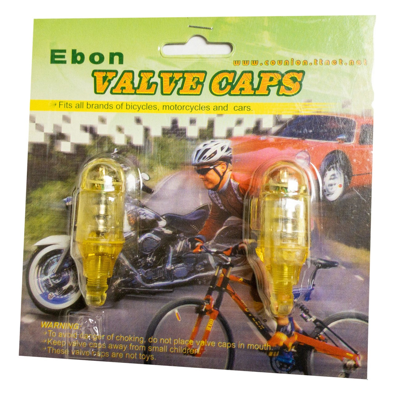 EBON VALVE CAP SENSOR LIGHT PAIR YELLOW W/ RED LED