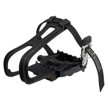 Dimension Sport Combo Pedals/Toe Clip Combo - Plastic, 9/16", Black