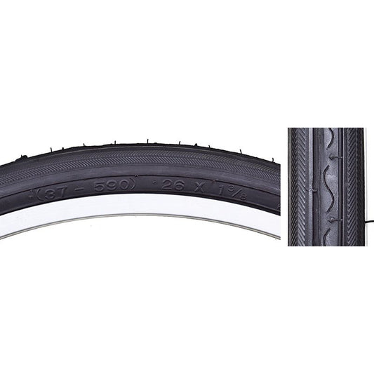 TIRE SUNLT 26x1-3/8 BK/BK RD K40 WIRE