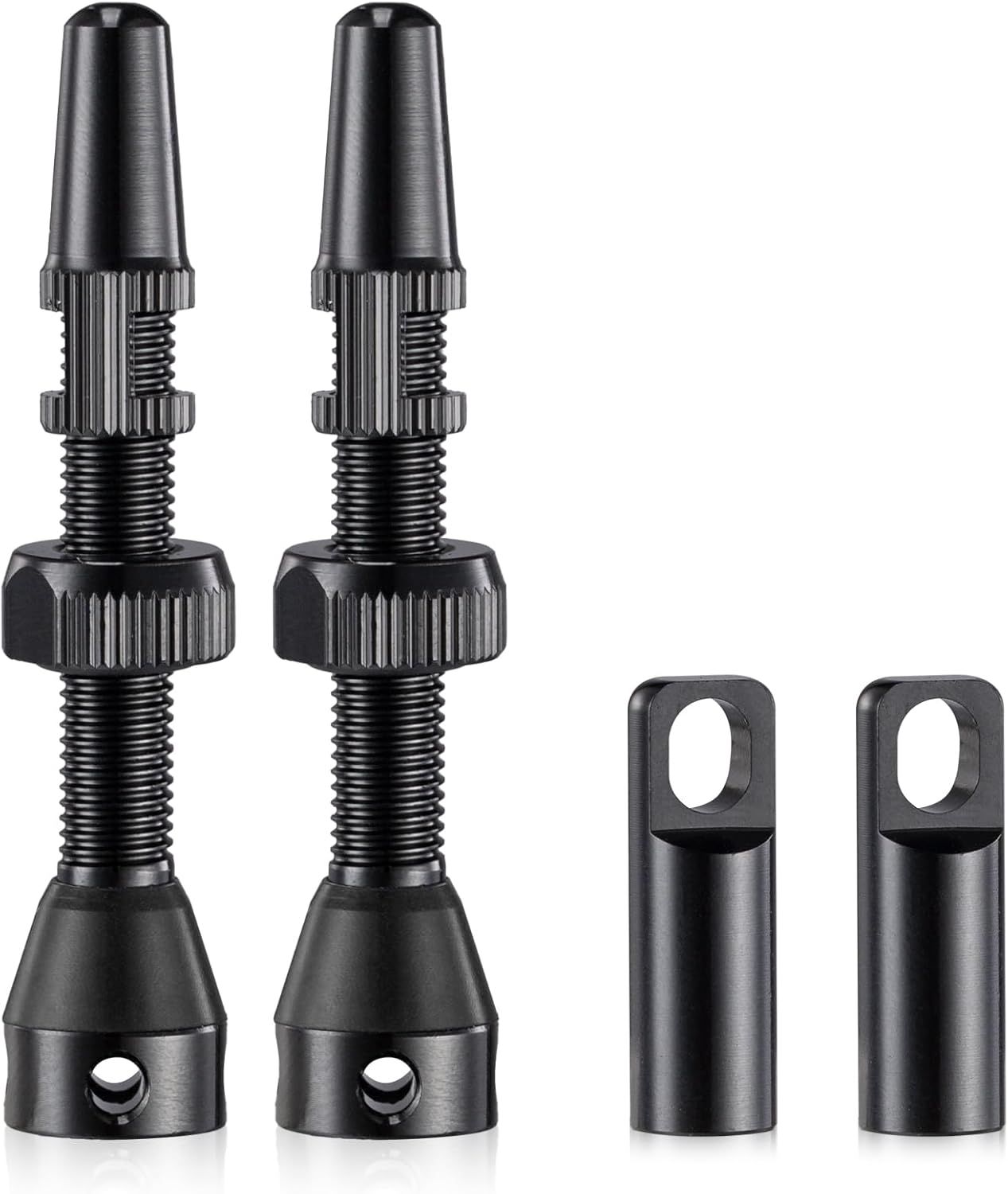2PCS Tubeless Valves, Black, Alloy Presta Valve Stem, Integrated Core Removal Tool(44 mm)