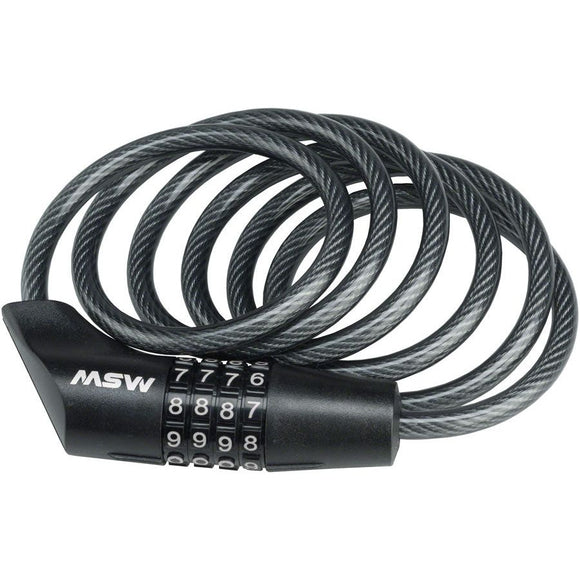 MSW CLK-110 Combination Cable Lock, 10mm x 6', Black